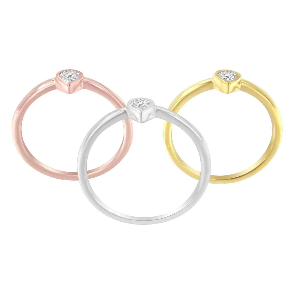 Anillo de compromiso de plata de ley 925 con diamantes de 1/6 quilates en forma de lágrima y pera, engastado en forma de lágrima y estilo Miracle (color JK, claridad I1-I2)