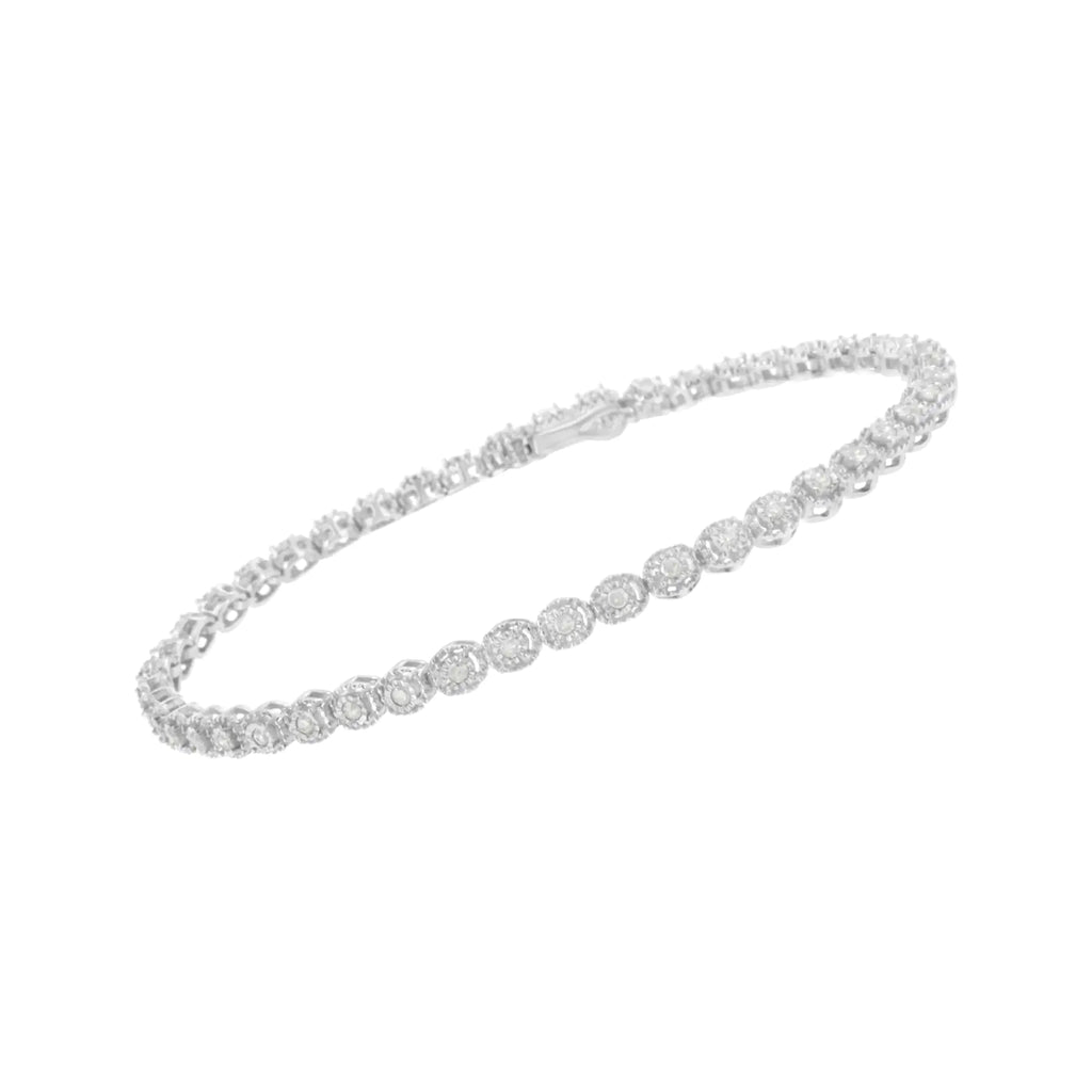 Bracelet tennis en argent sterling 925 1/2 ct avec diamants sertis miracle (IJ, I3) - 7,25
