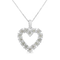 Collar con colgante de corazón abierto de 18" con diamantes engastados milagrosamente y de 1/3 ct en plata esterlina 925 (color IJ, claridad I2-I3)