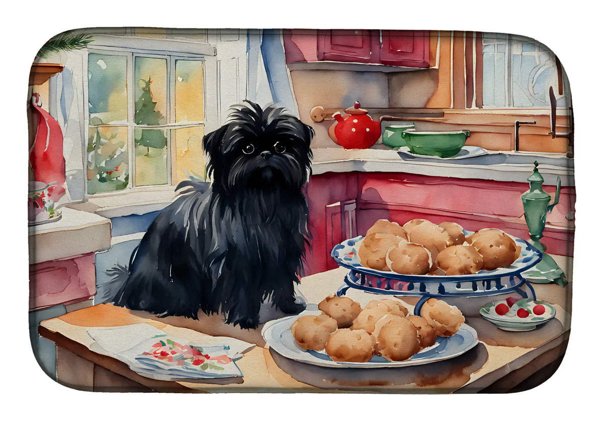 Alfombrilla para secar platos con forma de galletas navideñas de Affenpinscher