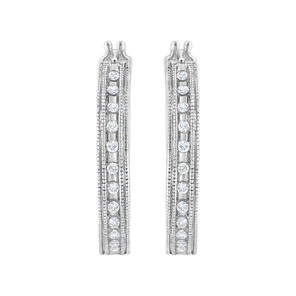 .925 Sterling Silver 1/2 cttw Lab Grown Diamond Hoop Earring (F-G Color, VS2-SI1 Clarity)