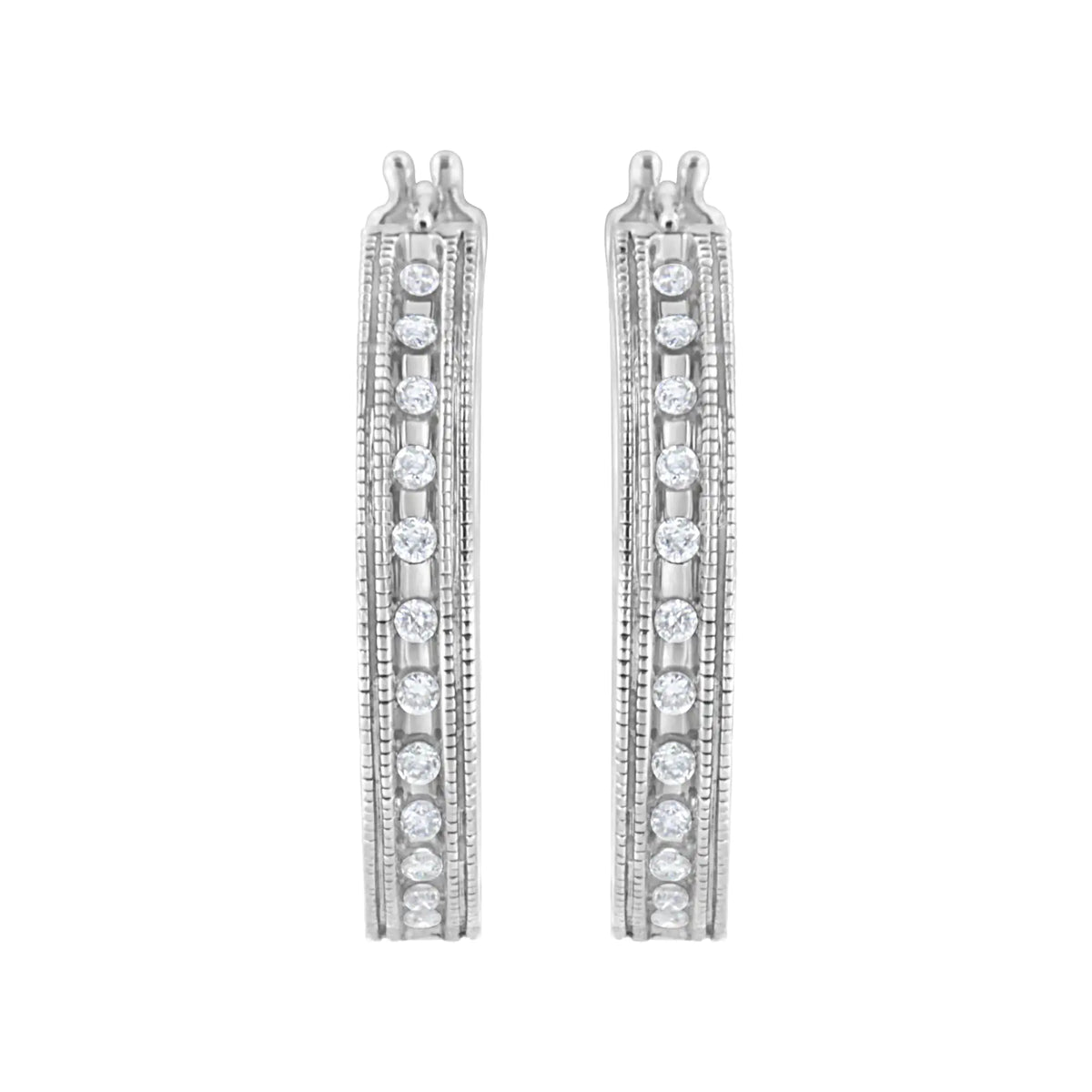 .925 Sterling Silver 1/2 cttw Lab Grown Diamond Hoop Earring (F-G Color, VS2-SI1 Clarity)