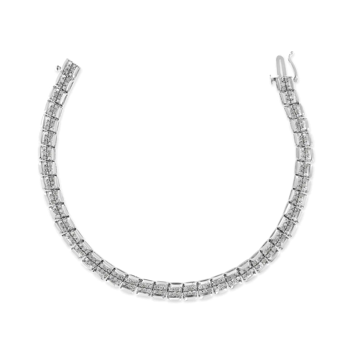 Pulsera de eslabones redondos de 7" con placa Miracle de diamantes de 2,0 ct en plata esterlina 925 (color IJ, claridad I2-I3)