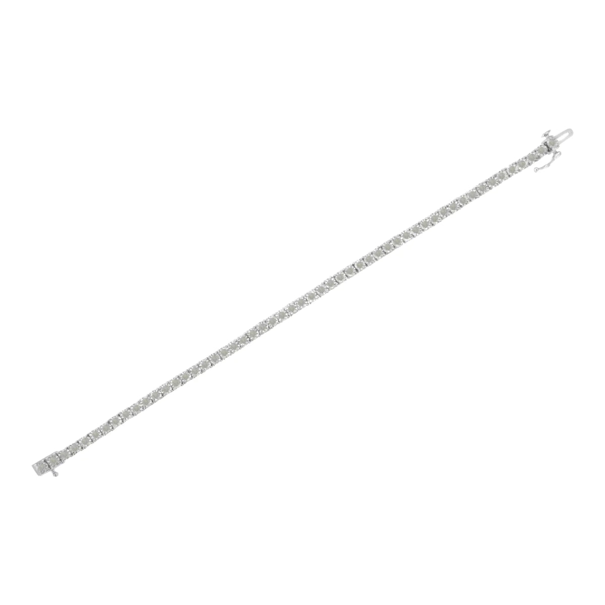 Pulsera de tenis con placa milagrosa engastada con ilusión de diamantes de 2,0 ct en plata esterlina 925 (color IJ, claridad I3) - 7"