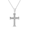 Collier pendentif croix en argent sterling 925 1/3 ct avec diamant taille ronde de 18 po et bélière (couleur JK, pureté I2-I3)