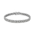 Pulsera de tenis de varias filas con trío de diamantes engastados en plata de ley .925 de 2,00 ct (color IJ, claridad I3) - 7,25"