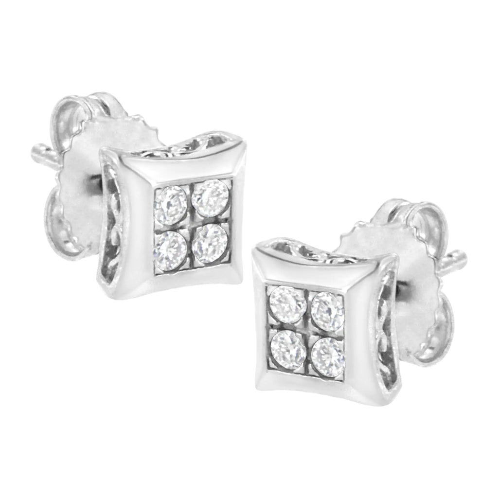 Boucle d'oreille en argent sterling 925 avec diamants cultivés en laboratoire de 1/4 ct (couleur FG, pureté VS2-SI1)