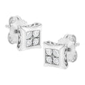 Boucle d'oreille en argent sterling 925 avec diamants cultivés en laboratoire de 1/4 ct (couleur FG, pureté VS2-SI1)