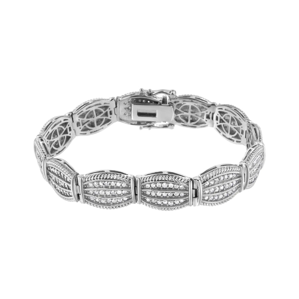 Pulsera de tenis estilo art déco con diamantes engastados en garras de 3,0 ct en plata esterlina 925 (color IJ, claridad I2-I3) - 7,25"