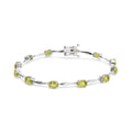 Pulsera de eslabones de peridoto verde creado en forma ovalada de 5 1/2 quilates en plata esterlina 925 (7 pulgadas)