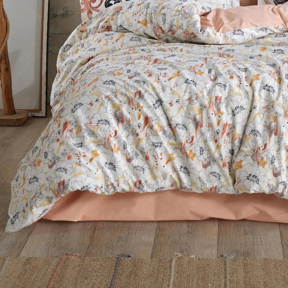 Juego de funda nórdica de popelina para cama de matrimonio Hobby Fiesta Salmon