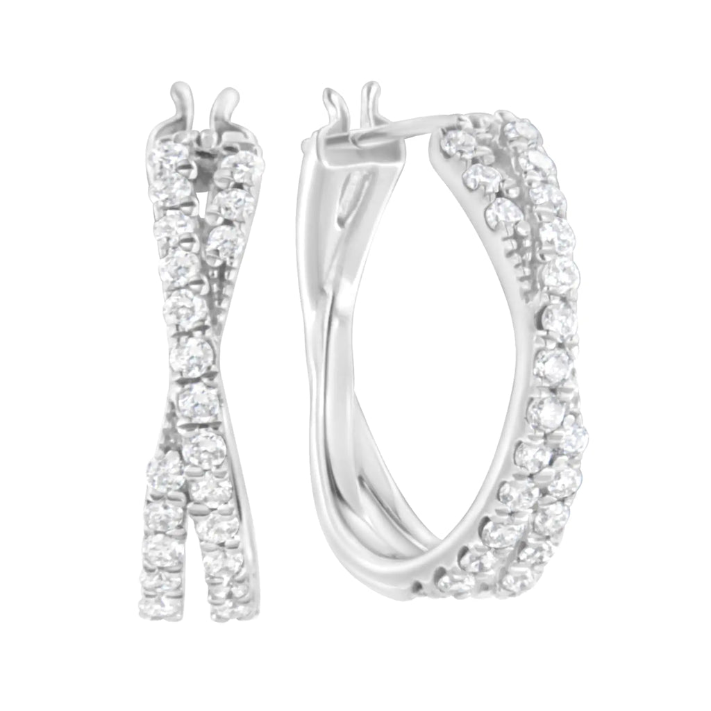 Aro con cruz de diamantes cultivados en laboratorio de 3/4 ct en plata esterlina 925 (color FG, claridad VS2-SI1)