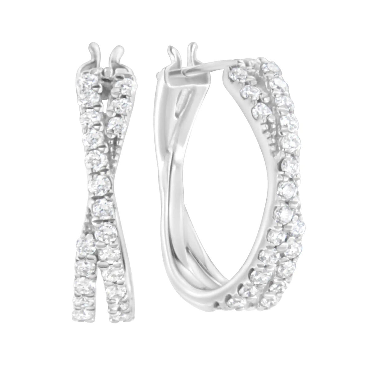 Aro con cruz de diamantes cultivados en laboratorio de 3/4 ct en plata esterlina 925 (color FG, claridad VS2-SI1)