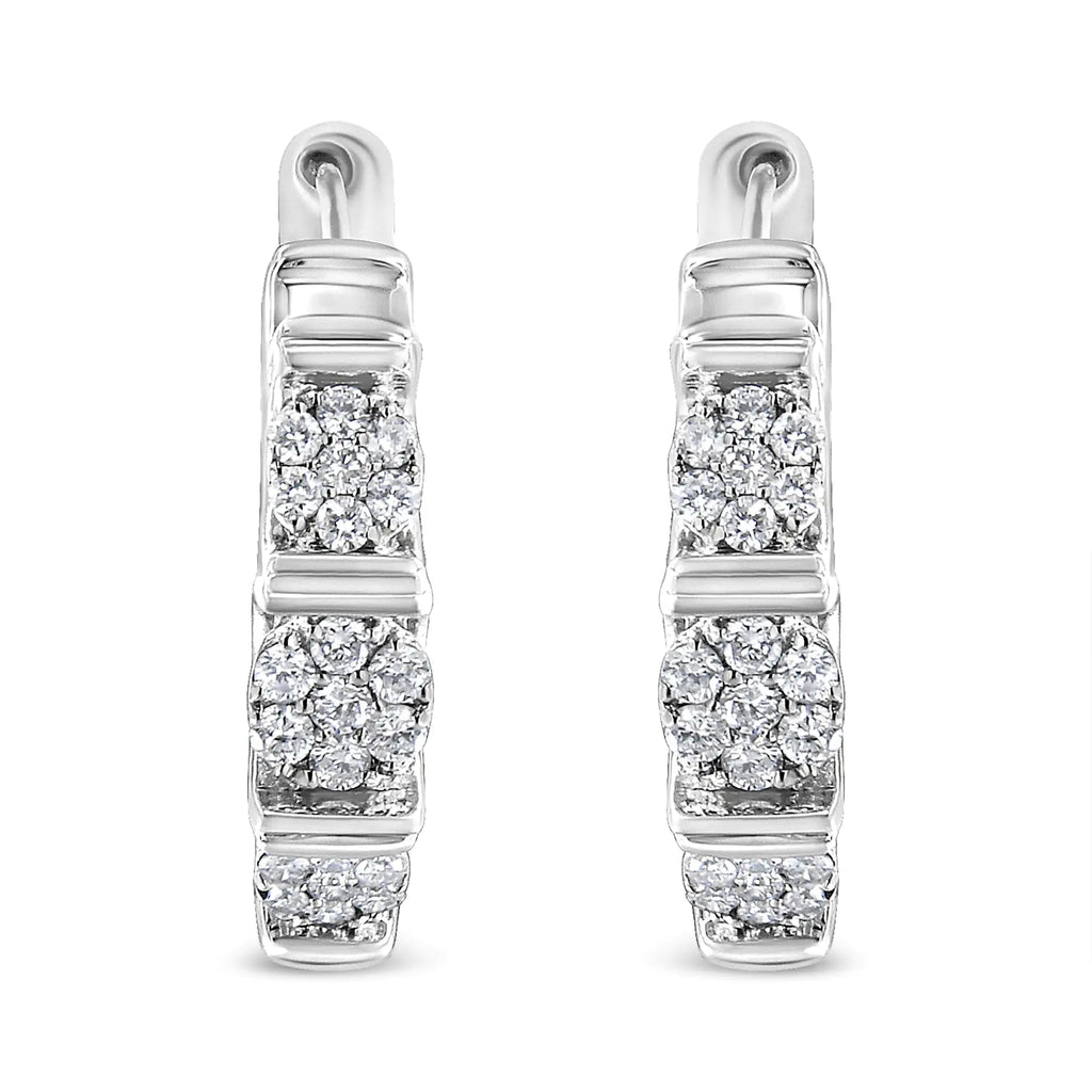Aro con diseño floral de diamantes de talla redonda de 1/2 ctw en plata de ley 925 (color IJ, claridad I2-I3)