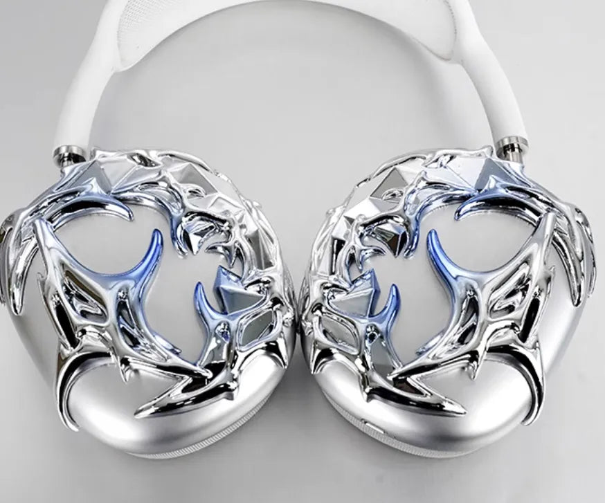 Funda para auriculares con líquido plateado