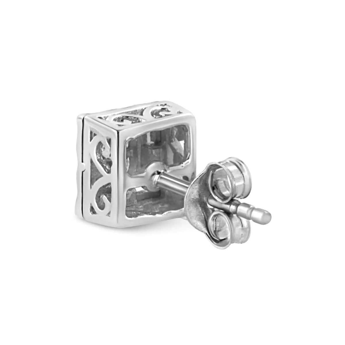 Aros de diamantes de talla princesa de 1/6 ct en plata de ley 925 con cuatro diamantes de talla princesa (color HI, claridad I1-I2)