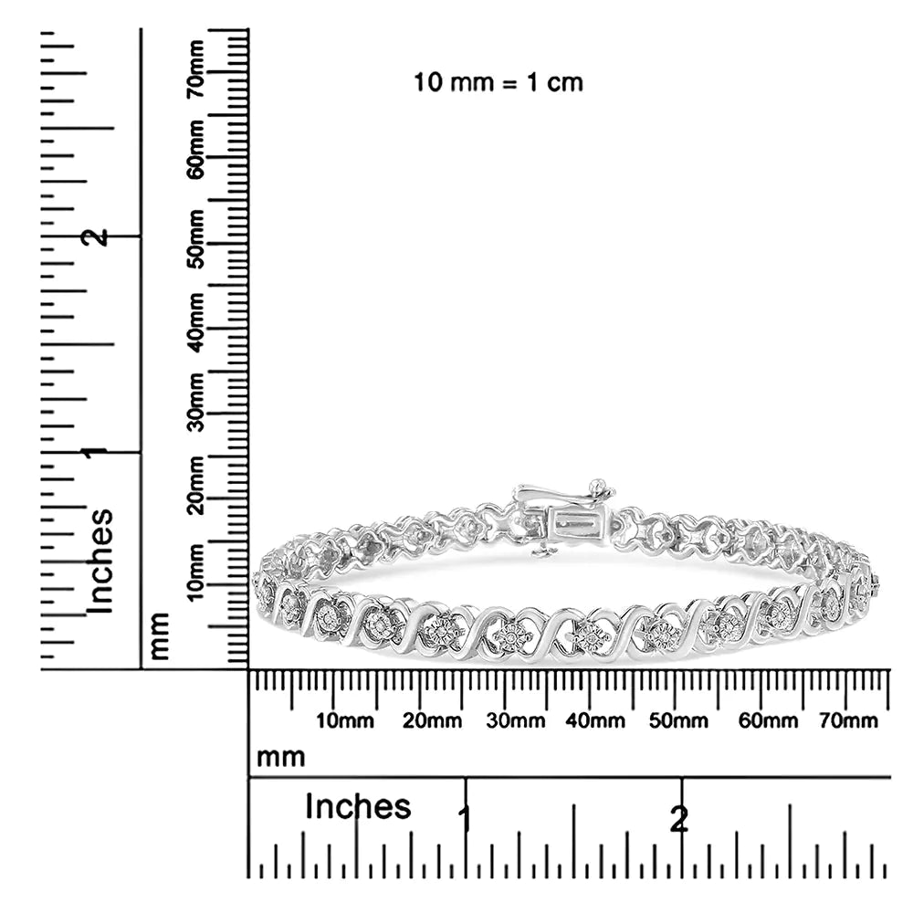 Pulsera de tenis con eslabones infinitos y diamantes engastados en forma de miracle de 1/6 quilates en plata de ley 925 (color IJ, claridad I3) - 7,25 pulgadas