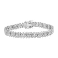 Bracelet tennis en argent sterling 925 de 1,0 ct avec diamants taille ronde, feuille et maillons en forme de poire (couleur IJ, pureté I2-I3) - 7,25"