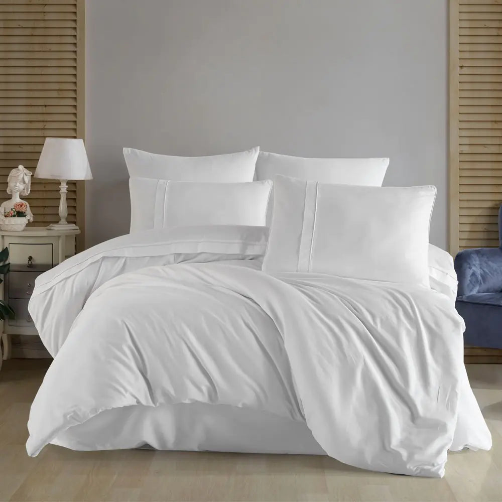 Juego de funda nórdica de satén de 300 hilos color blanco para cama doble de Hobby Plain