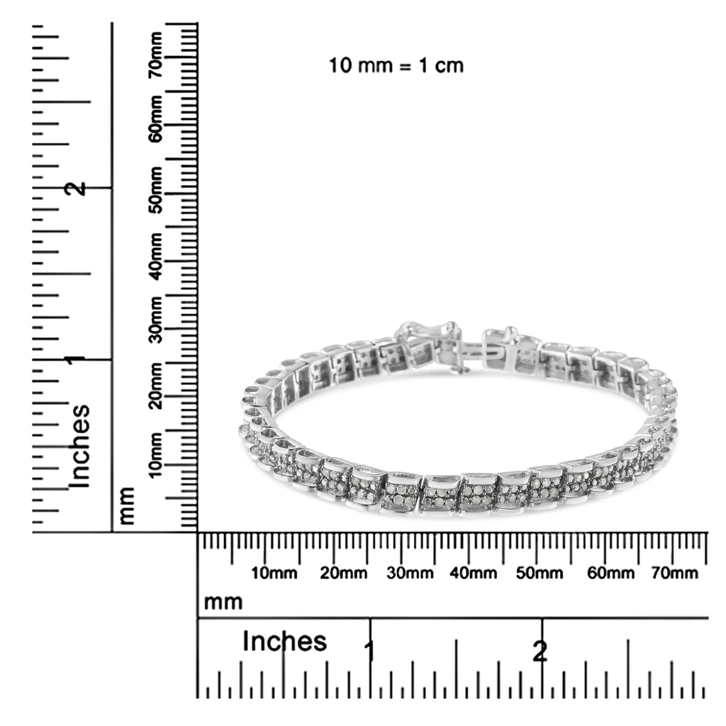 Pulsera de eslabones redondos de 7" con placa Miracle de diamantes de 2,0 ct en plata esterlina 925 (color IJ, claridad I2-I3)