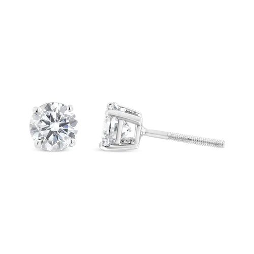 Aros con bisel y cierre de rosca de diamantes negros de talla brillante de 1 1/2 ct en plata esterlina 925 (color elegante, claridad I2-I3)