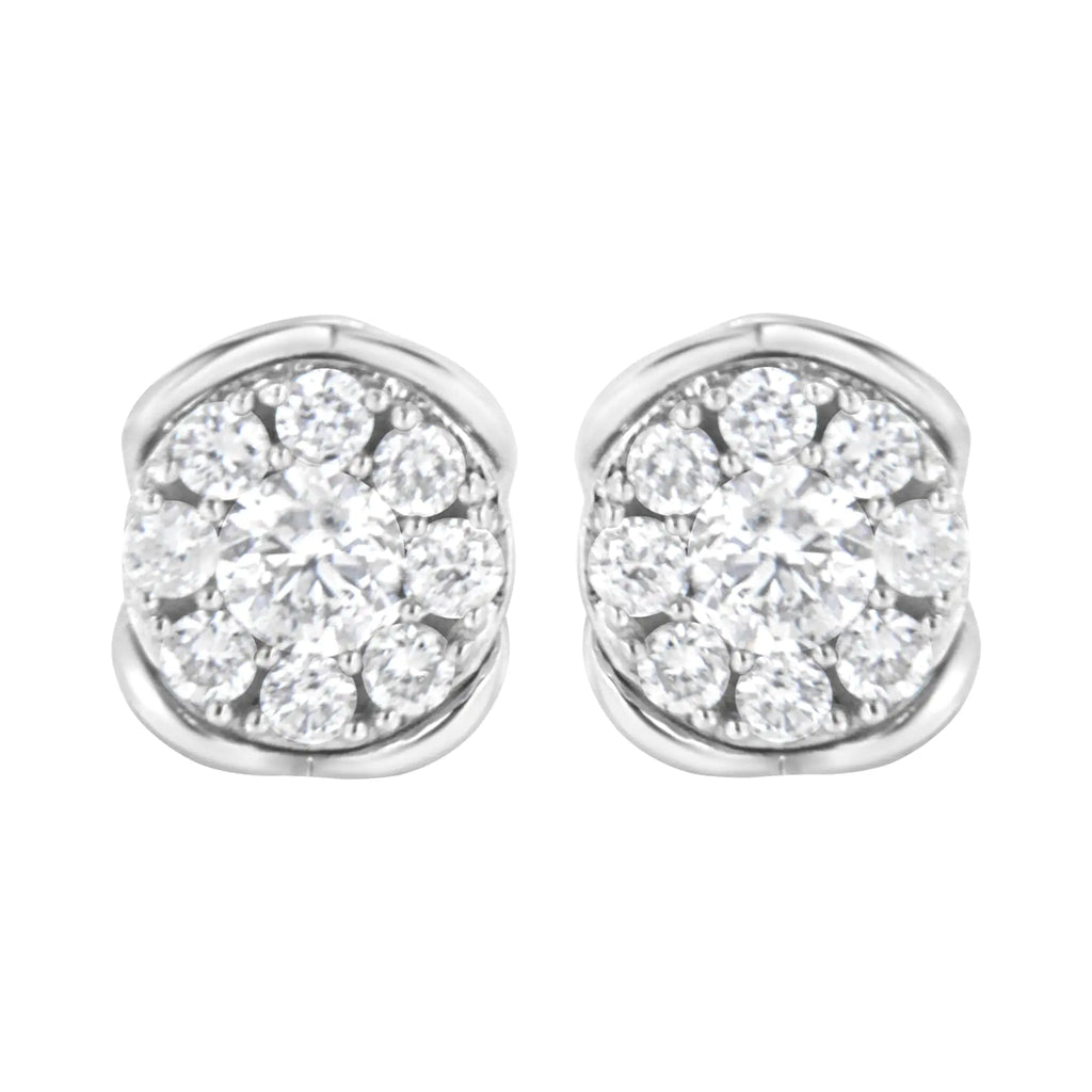 .925 Sterling Silver 1/2 cttw Lab Grown Diamond Composite Earring (F-G Color, VS2-SI1 Clarity)