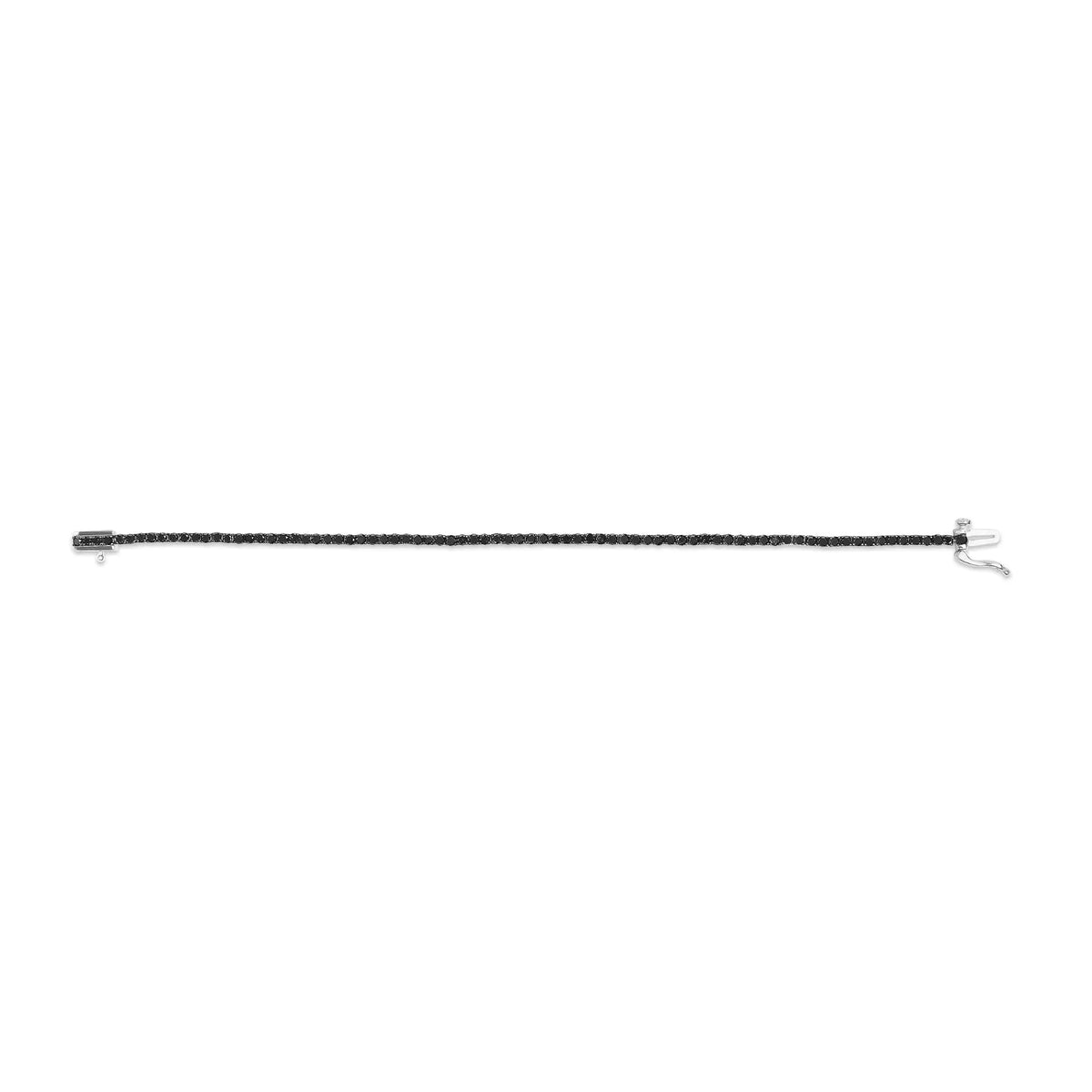 .925 Sterling Silver 4-Prong Set Treated Black Round-Cut Diamond Classic Tennis Bracelet (Black Color, I2-I3 Clarity) - 7.25"