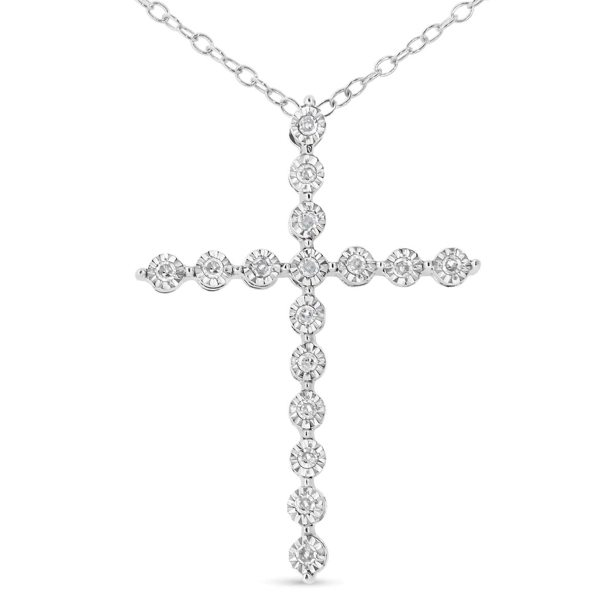 Collar con colgante de cruz de diamantes de 1/6 ct en plata de ley 925 (IJ, I1-I2)