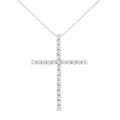 Pendentif en forme de croix en argent sterling 925 de 3,0 ct avec diamant de forme ronde de 1-1/2 po et chaîne à maille vénitienne (couleur JK, clarté I2-I3) - 18 po