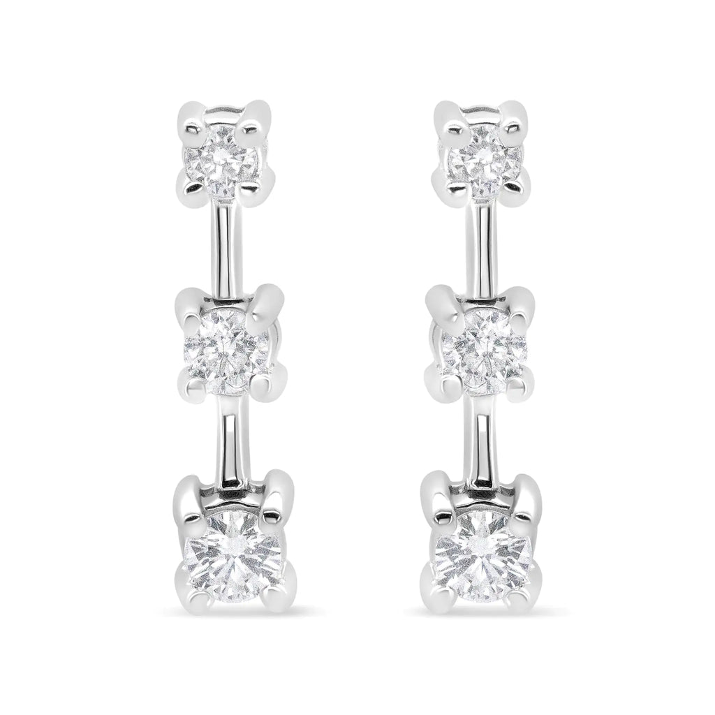 Aros con diamantes ovalados negros tratados con engaste en garras de 2,0 ct en plata esterlina 925 (color negro, claridad I2-I3)