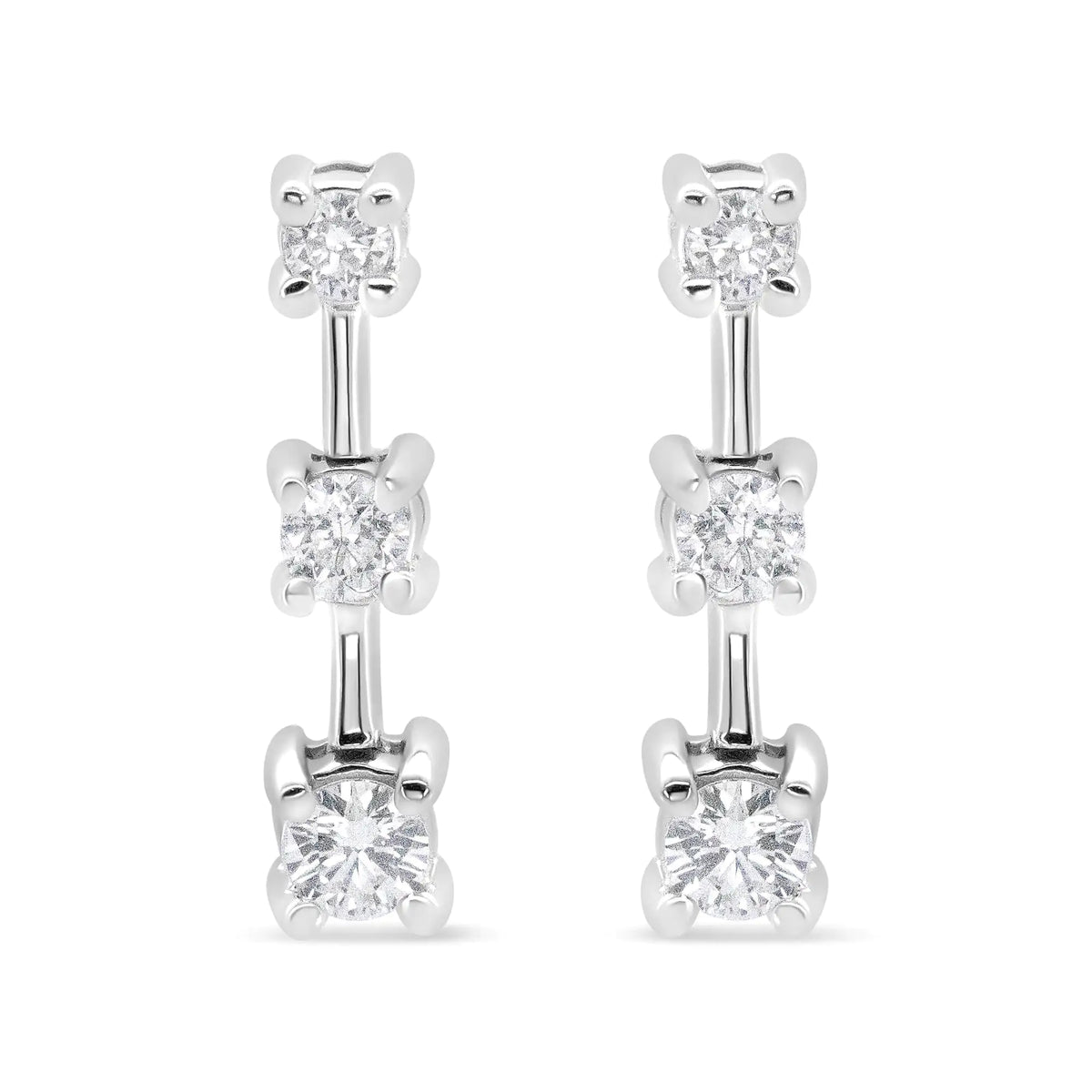 Aros con diamantes ovalados negros tratados con engaste en garras de 2,0 ct en plata esterlina 925 (color negro, claridad I2-I3)
