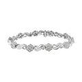 .925 Sterling Silver 1.0 Cttw Miracle and Channel Set Diamond Floral Cluster and Link Bracelet (I-J Color, I3 Clarity) - 7.25"