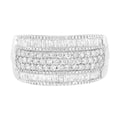 Anillo de banda moderna con diamantes de talla baguette y redonda de varias filas de 1 ct en plata esterlina 925 (claridad I2-I3, color HI)