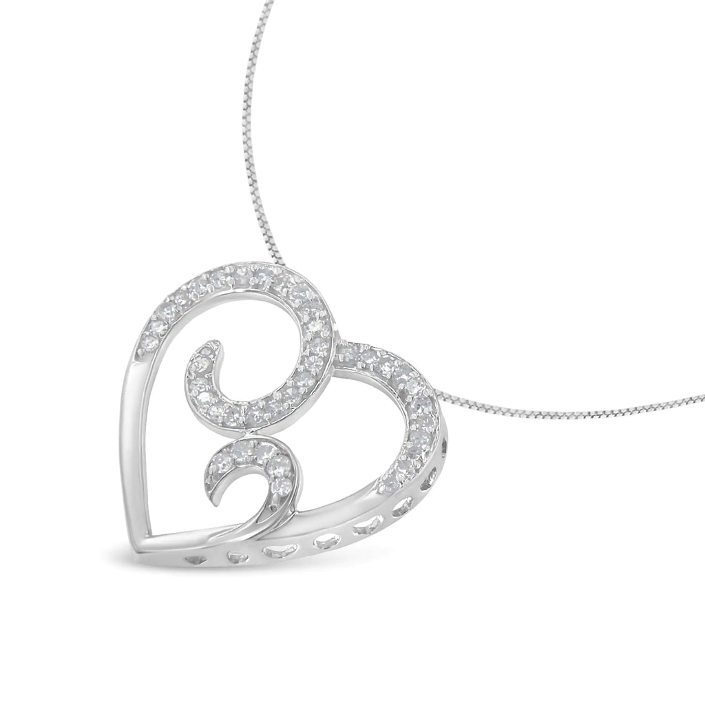 Collar con colgante de corazón de diamantes redondos de 1/4 ct en plata de ley 925 (HI, I1-I2)