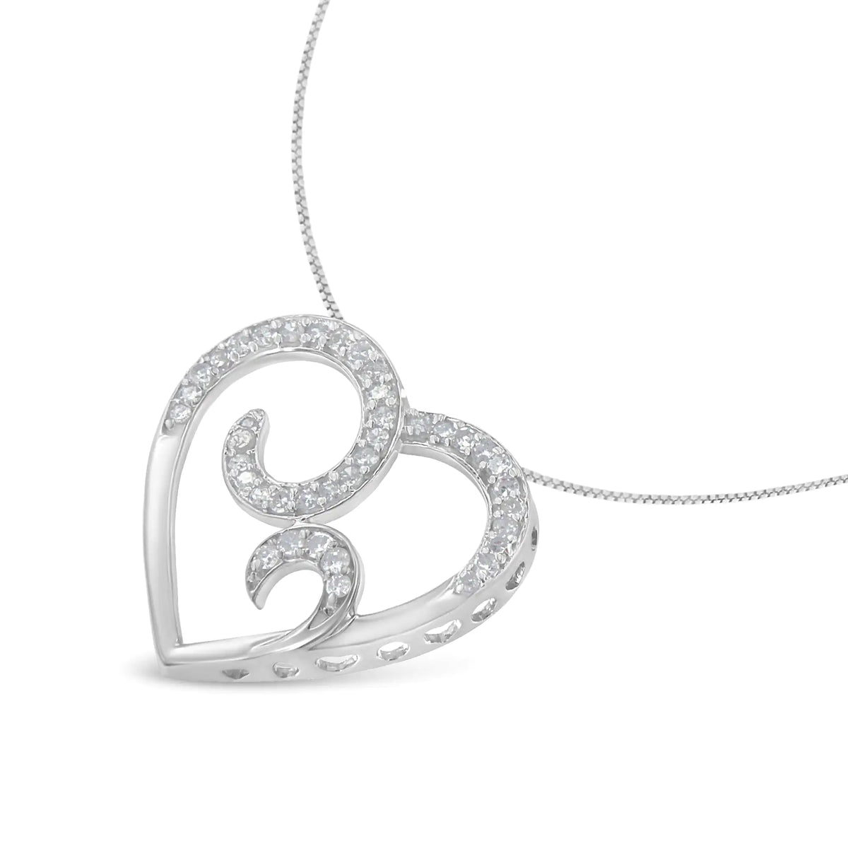 Collar con colgante de corazón de diamantes redondos de 1/4 ct en plata de ley 925 (HI, I1-I2)