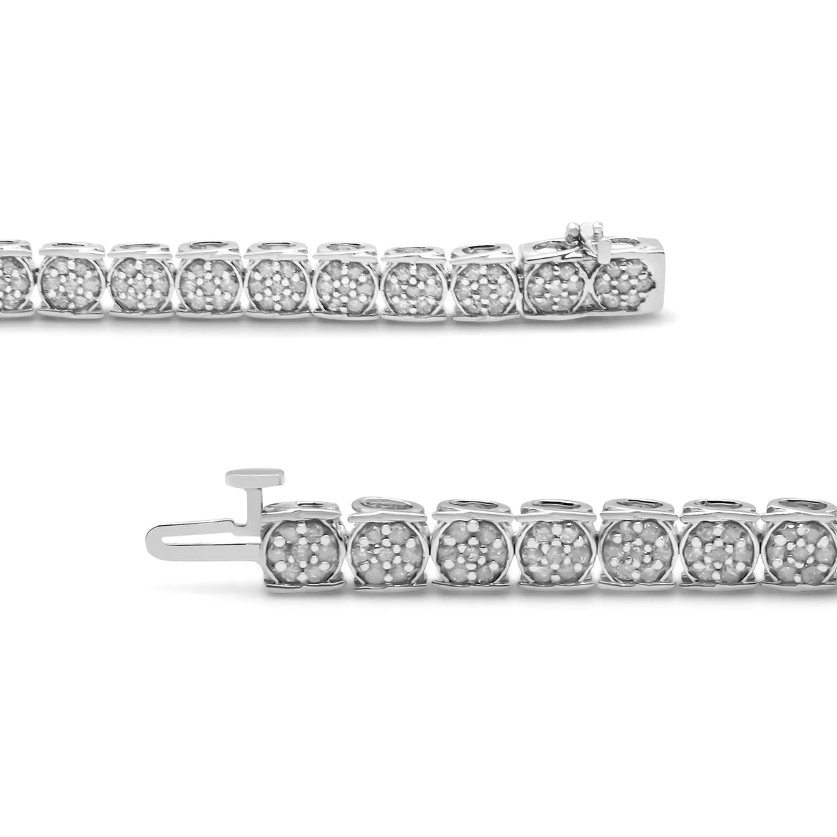 Pulsera de eslabones con diseño floral de diamantes redondos de 3,00 ct en plata de ley 925 (color IJ, claridad I3) - 7,25"
