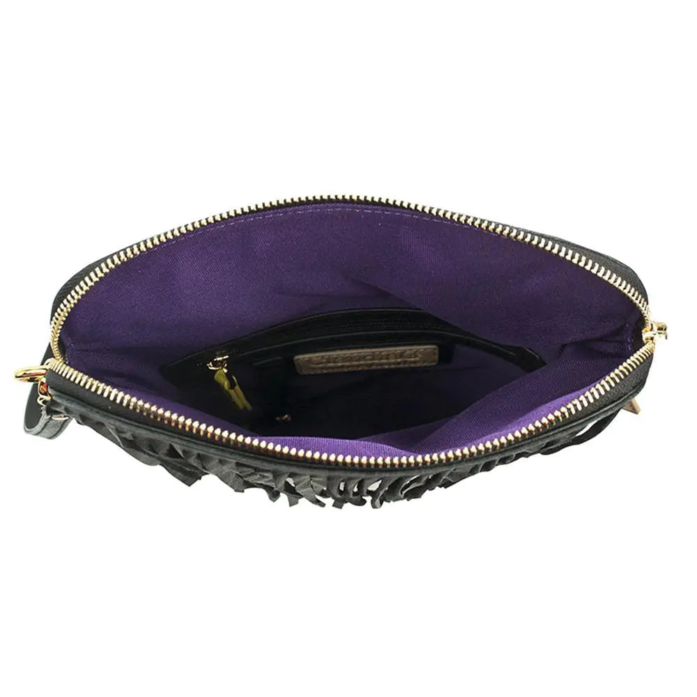 Bolso de piel con flecos Flamingo - Negro medianoche