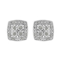 Aros con forma cuadrada de diamante de talla redonda de 1/4 cttw y milgrain en plata de ley 925 (color IJ, claridad I3)