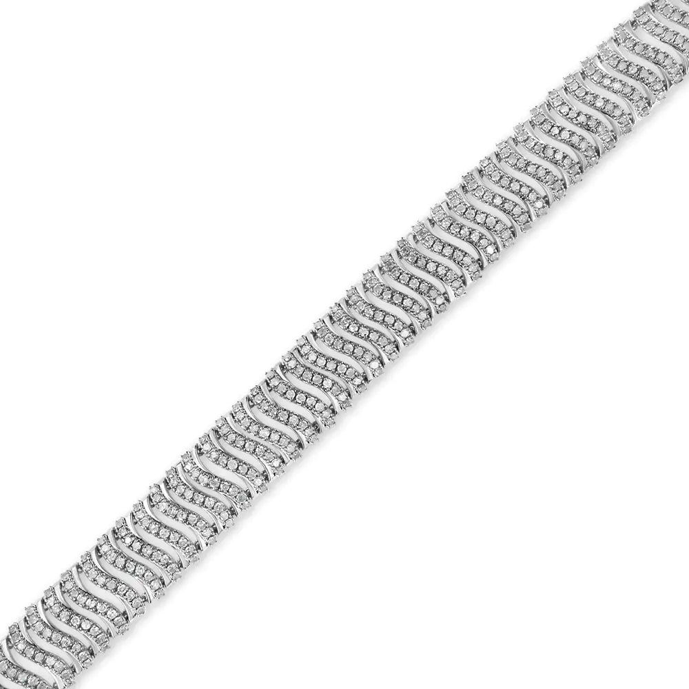 Bracelet à maillons en forme de « S » en argent sterling 925 avec diamants taille ronde de 5,00 ct (couleur IJ, pureté I3) - Taille 7,25