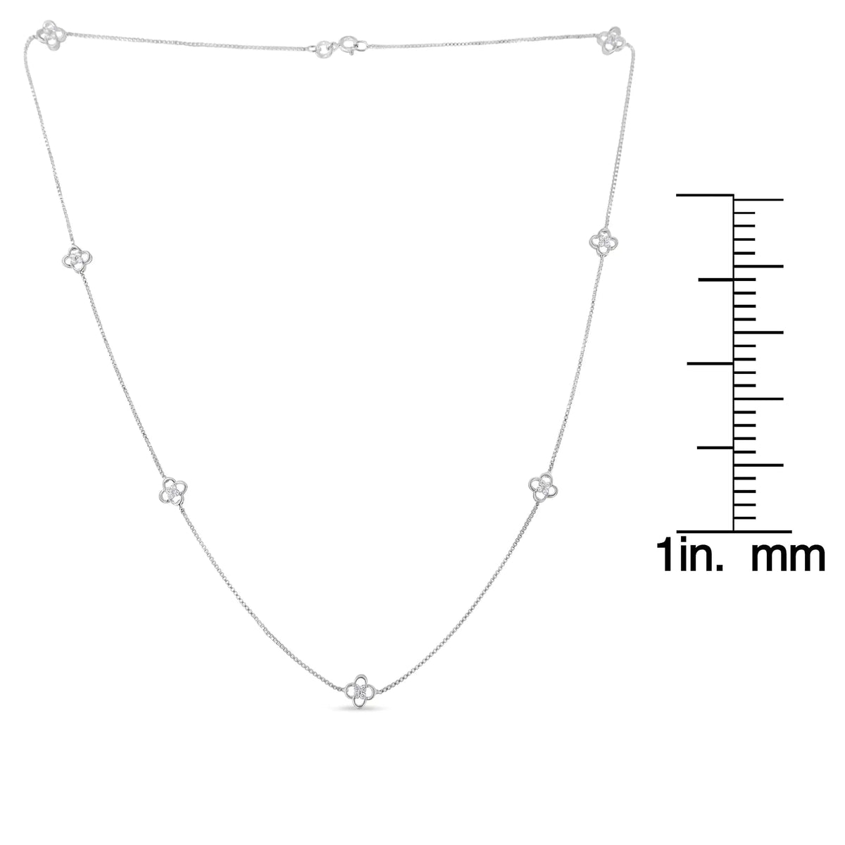 Collar flotante de flor de trébol abierta con diamantes de 1/4 ct en plata esterlina 925 de 18 in (color IJ, claridad I1-I2)