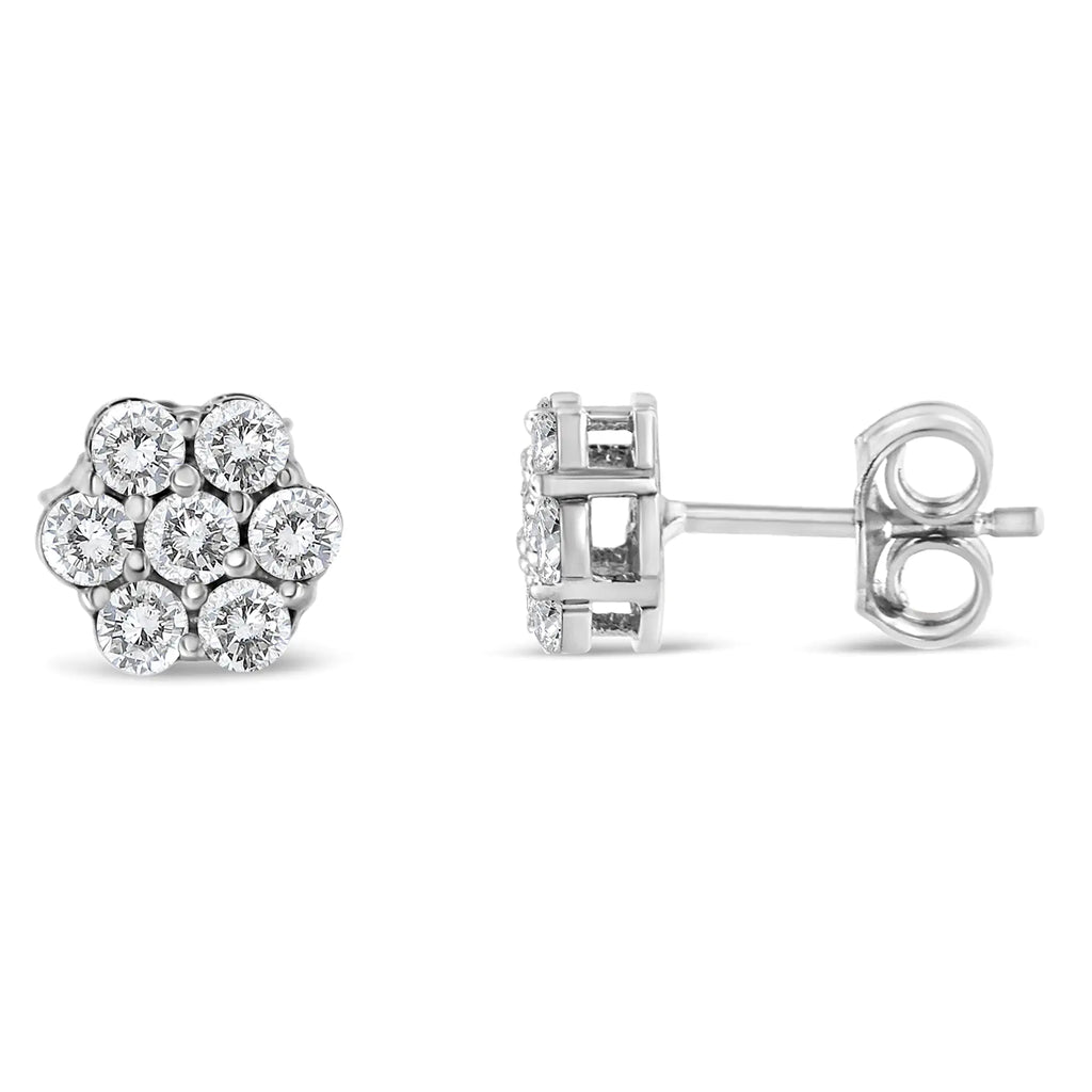 .925 Sterling Silver 1/2ct Cttw Lab Grown Diamond Floral Stud Earrings (F-G Color, SI1-SI2 Clarity)