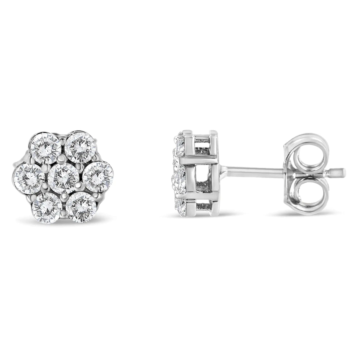 .925 Sterling Silver 1/2ct Cttw Lab Grown Diamond Floral Stud Earrings (F-G Color, SI1-SI2 Clarity)