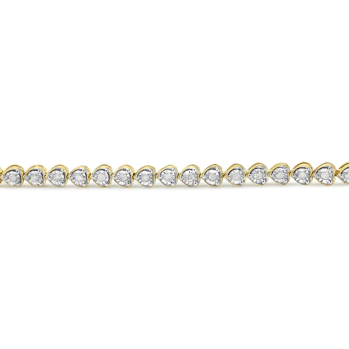 Pulsera de tenis de 7" con eslabones en forma de corazón y diamantes engastados en plata de ley 925 de 1,0 ct (color IJ, claridad I2-I3)