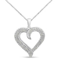 Collier pendentif en forme de cœur en argent sterling 925 avec diamants sertis pavé de 1/6 ct et 18 po (couleur IJ, pureté I3)
