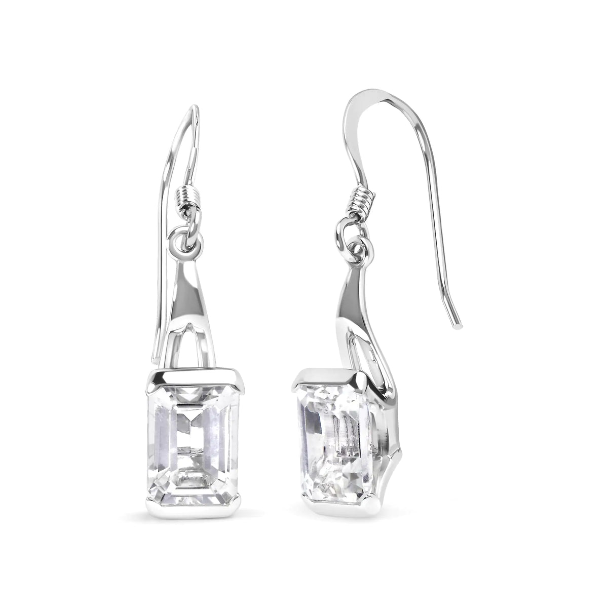 Pendiente colgante solitario de topacio blanco de talla esmeralda de 3,0 ct en plata de ley 925 (calidad AAA)