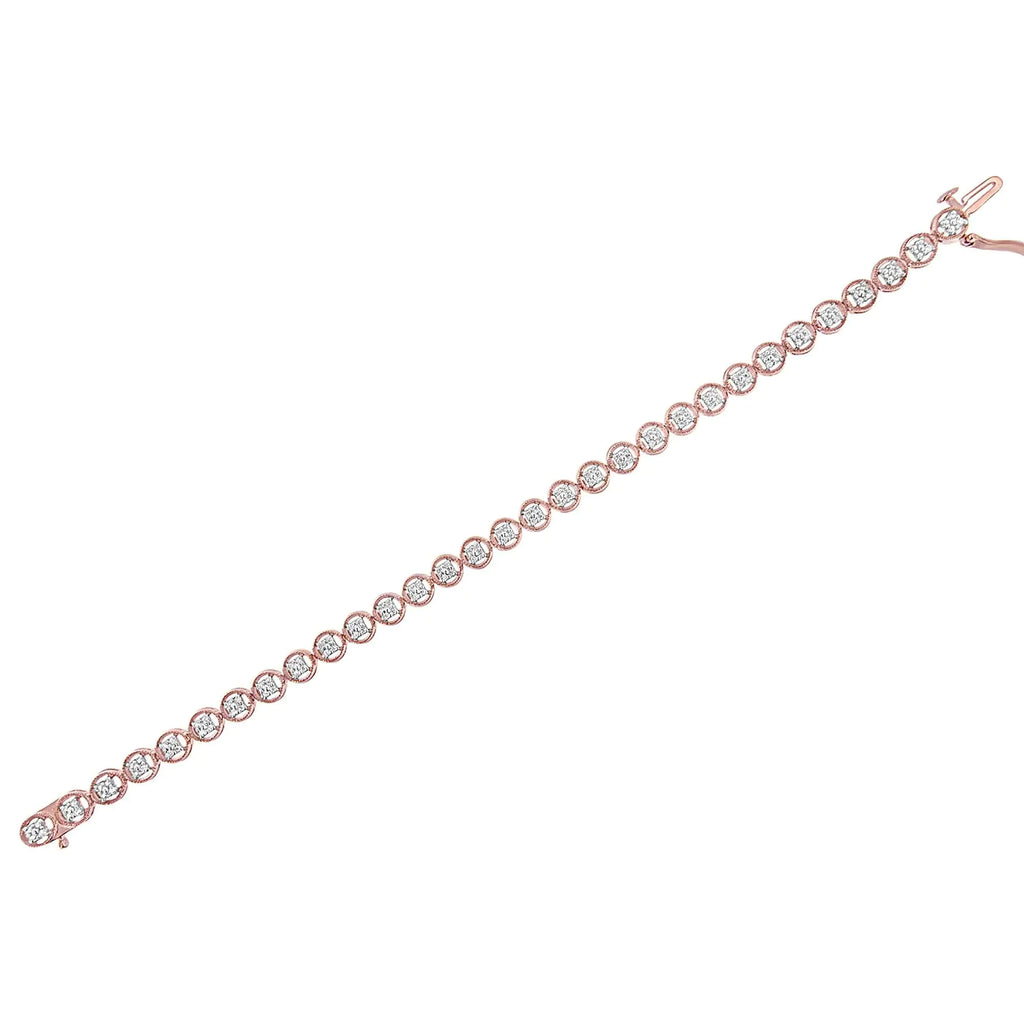 Pulsera de tenis con eslabones en forma de rueda de 7" y diamantes de 1/4 ct en plata esterlina 925 (color IJ, claridad I2-I3)