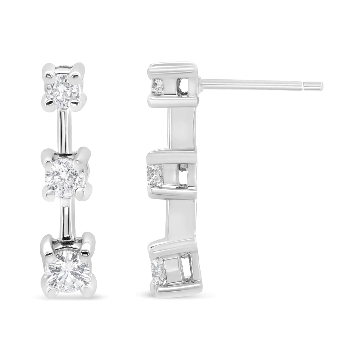 Aros con diamantes ovalados negros tratados con engaste en garras de 2,0 ct en plata esterlina 925 (color negro, claridad I2-I3)