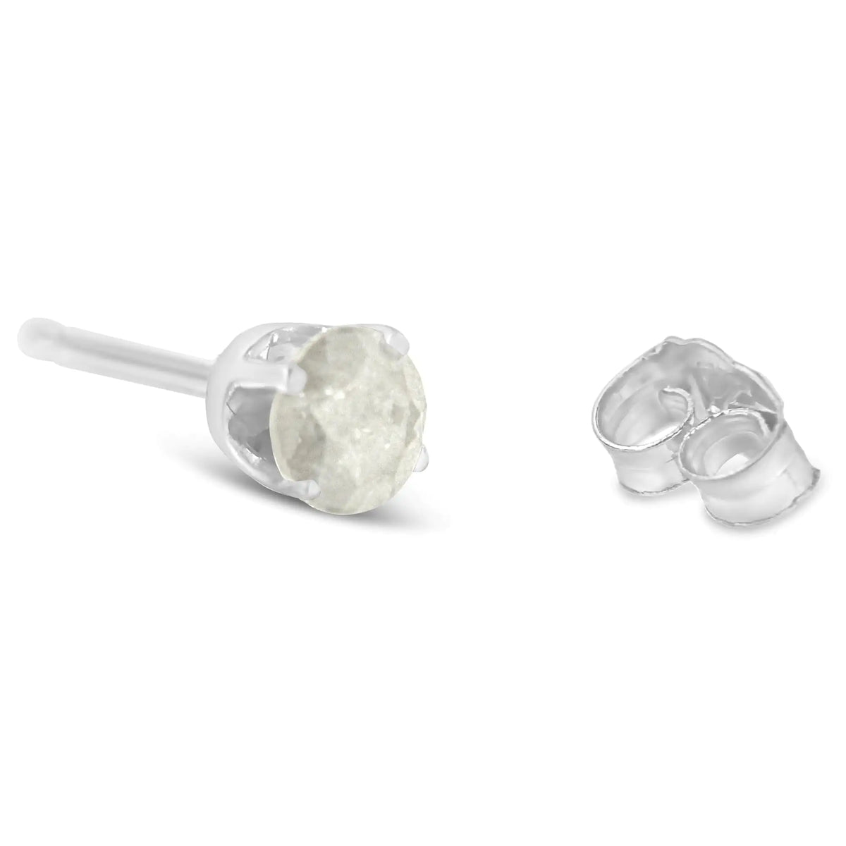 Aros clásicos con diamantes de talla redonda de 4 puntas en forma de "sal y pimienta" en plata de ley 925 (color IJ, claridad I3)