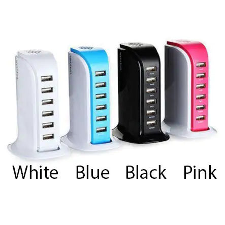 Tour colorée Smart Power 6 USB pour chaque bureau à la maison ou au bureau, chargez n'importe quel gadget