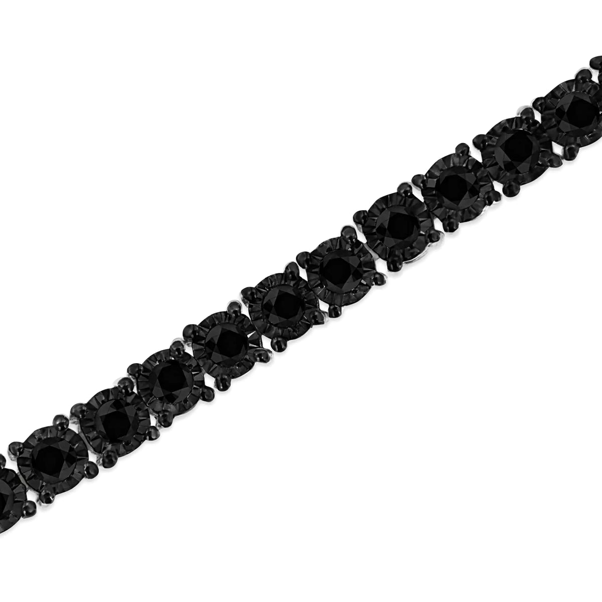 Pulsera de tenis con placa milagrosa de diamantes negros tratados con engaste milagroso de 3,0 ct en plata esterlina 925 (color negro, claridad I3) - 7,25"